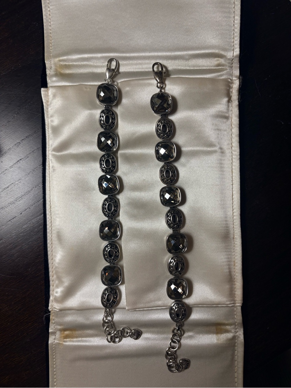 Brighton silver smoky quartz crystal link bracelet (set of two)